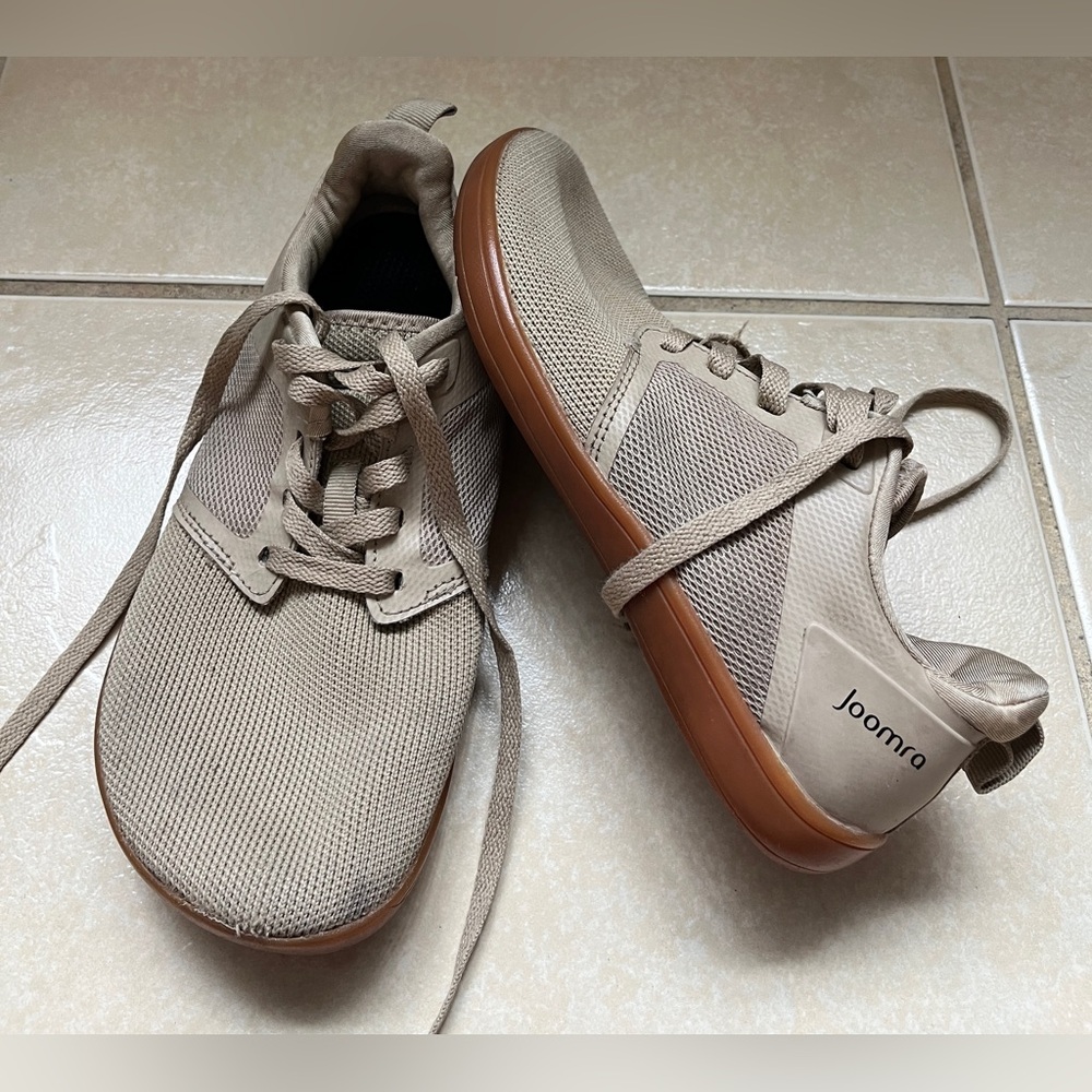 Joomra Women’s Trainer Minimalist Barefoot Shoe Zero Drop Wide Toe Tan Sz 37-6.5